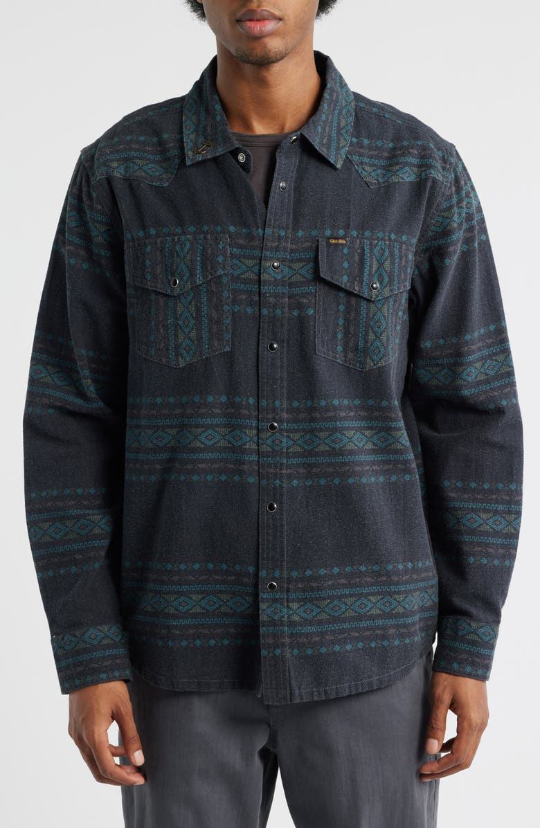 DARK SEAS Austin Print Snap-Up Shirt, Alternate, color, Black