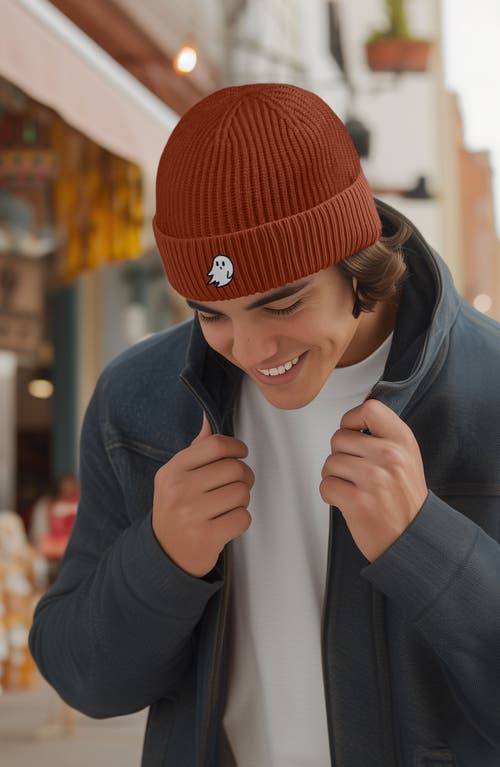 Dalix Ghost Fishermans Beanie Knit Watch Cap In Rust