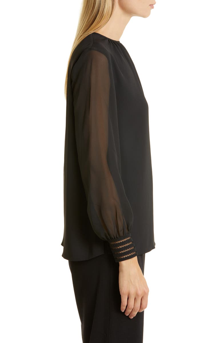 Misook Sheer Sleeve Chiffon Blouse, Alternate, color, 