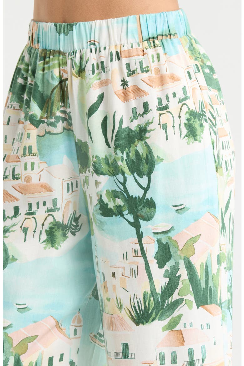 Piti Town Snipy High Waist Wide Leg Pants, Alternate, color, AQUA-MULTI