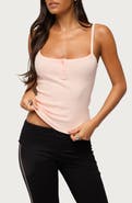 EDIKTED Channa Henley Tank Top