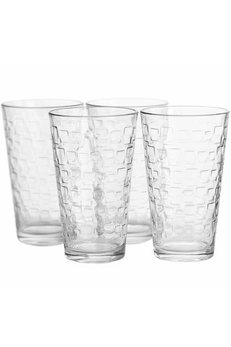 Great Foundations 4-Piece 16 oz. Tumbler Set, Square Pattern, Alternate, color, Clear