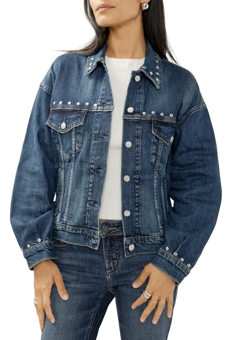 Studded Denim Jacket, Alternate, color, PIMLICO