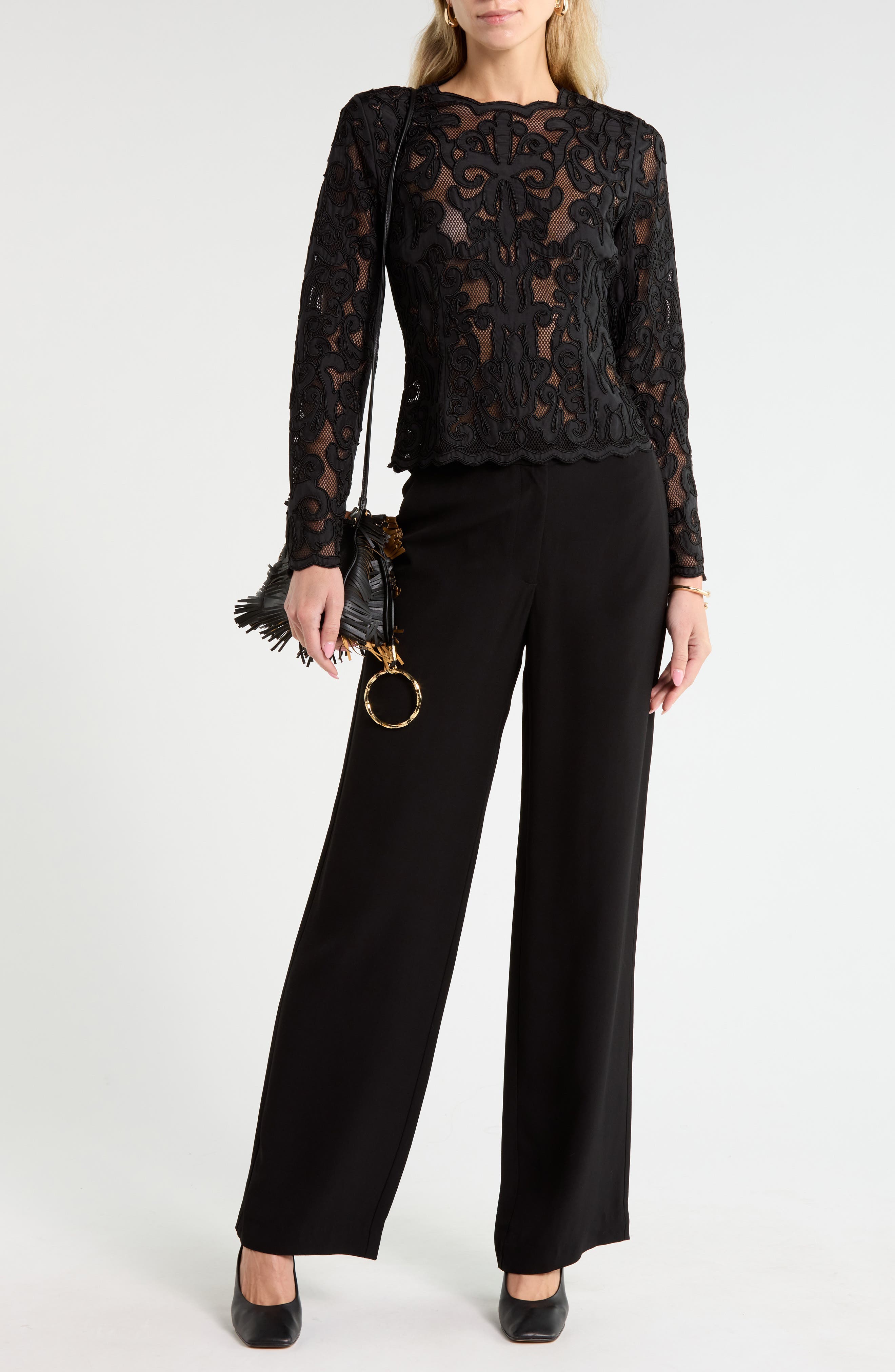 Ursa Appliqué Silk Long Sleeve Top