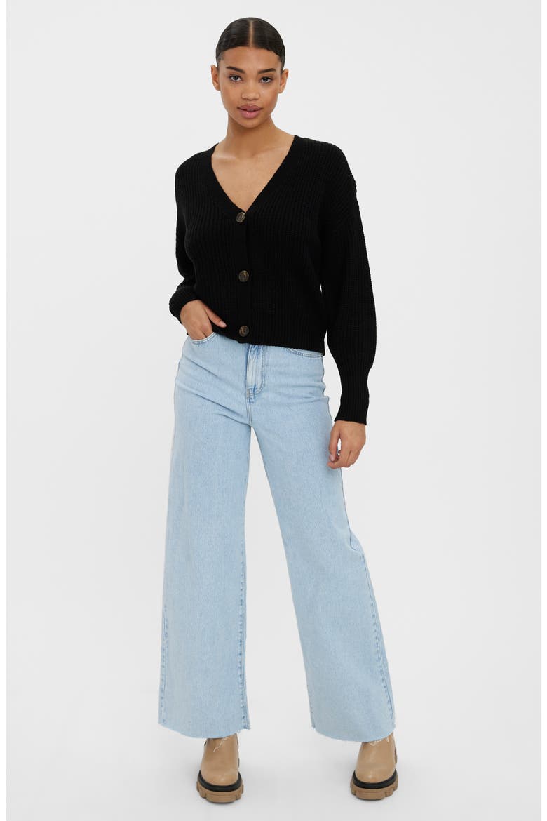 Lea V-Neck Cardigan, Alternate, color, BLACK
