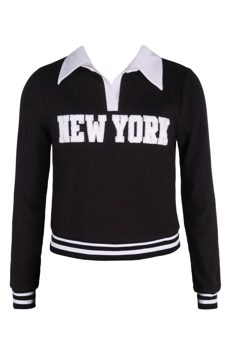 Zunie Kids' New York Collared Sweater & Plaid Skirt Set, Alternate, color, Black/ White