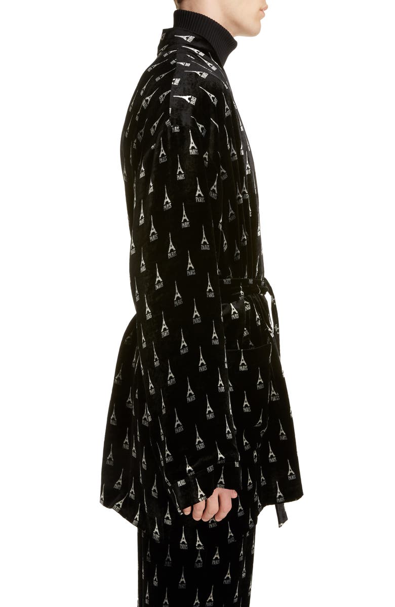 Balenciaga Eiffel Tower Velvet Pyjama Jacket, Alternate, color,