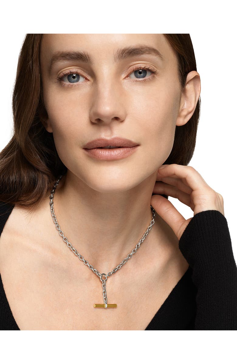 David Yurman DY<sup>®</sup> Petite Toggle Chain Necklace in Sterling Silver & 18K Yellow Gold with Diamonds, 4.5mm, Alternate, color, Diamond