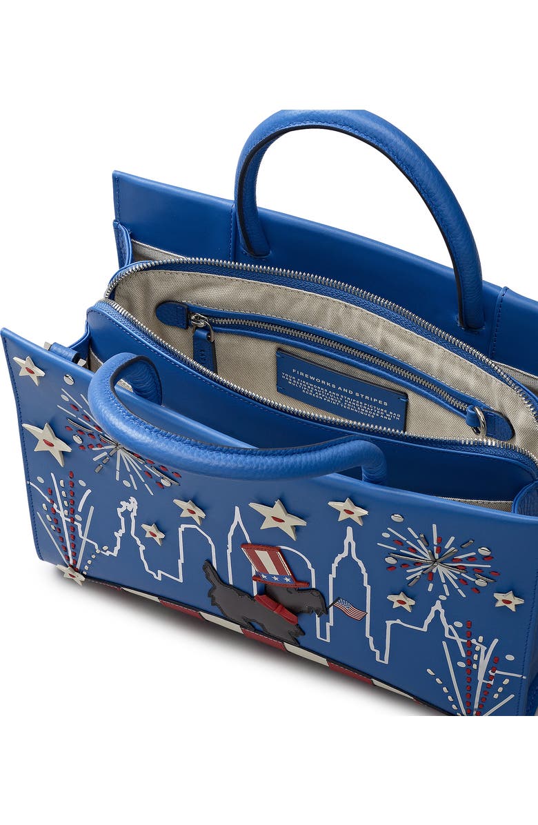 Radley Fireworks And Stripes Medium Ziptop Satchel Bag, Alternate, color, Cobalt