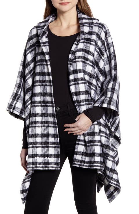 Tartan Plaid Hooded Wool Poncho