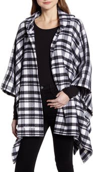 Balenciaga Tartan Plaid Hooded Wool Poncho