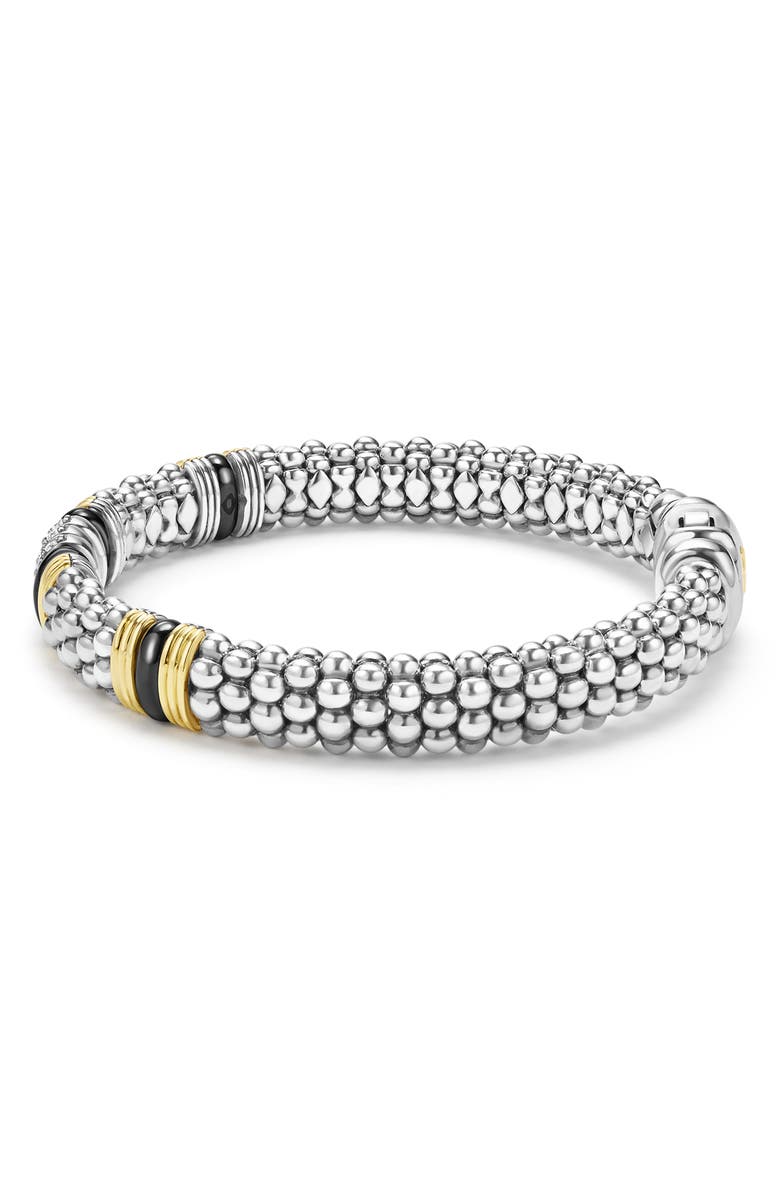 LAGOS Two-Tone Black Ceramic Station Diamond Bracelet, Alternate, color, Two Tone