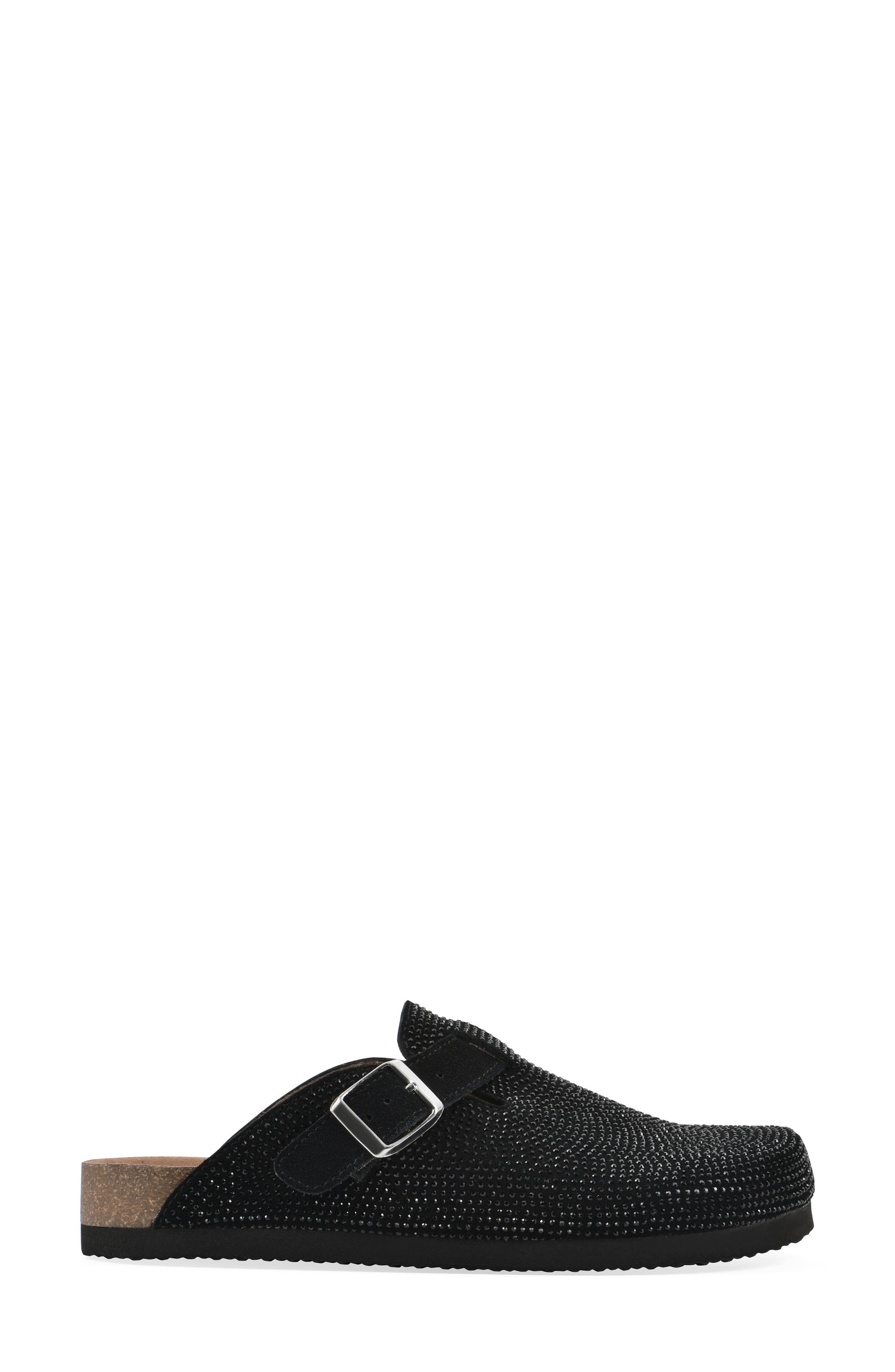 White Mountain Footwear Bellamy Crystal Embellished Clog, Alternate, color, Black/ Suede
