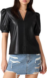 Steve Madden Cecila Faux Leather Top