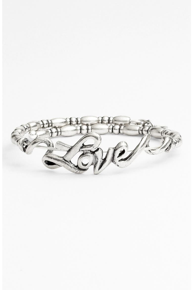 'Love Wrap' Expandable Bangle, Main, color, SILVER