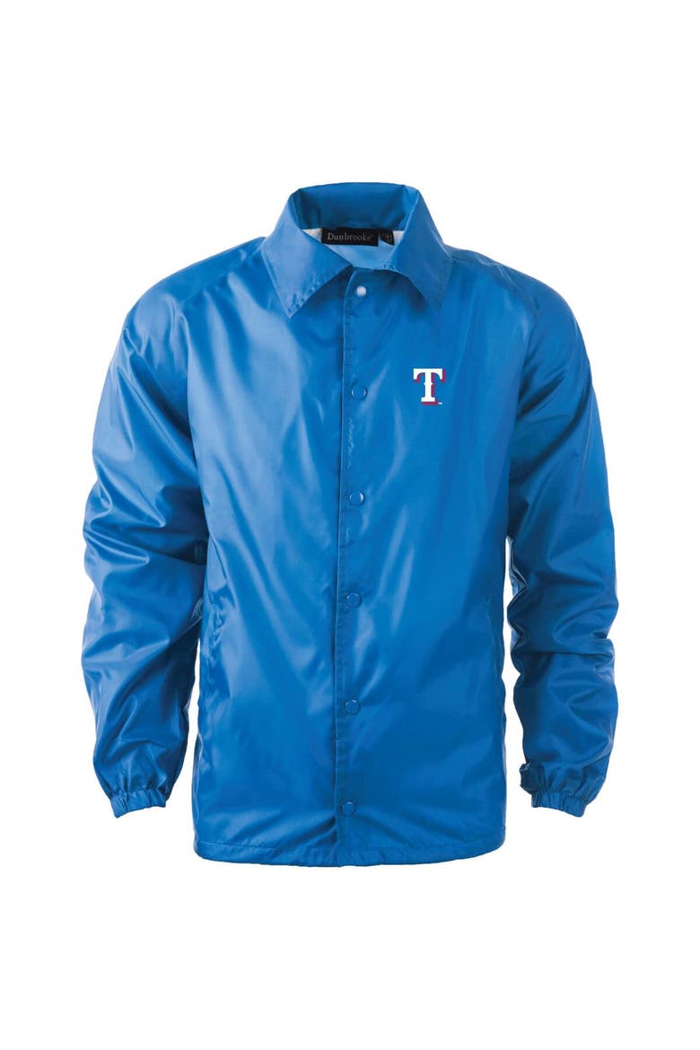 Men's Dunbrooke  Royal Texas Rangers Coach's Raglan Full-Snap Windbreaker Jacket, Alternate, color, Royal
