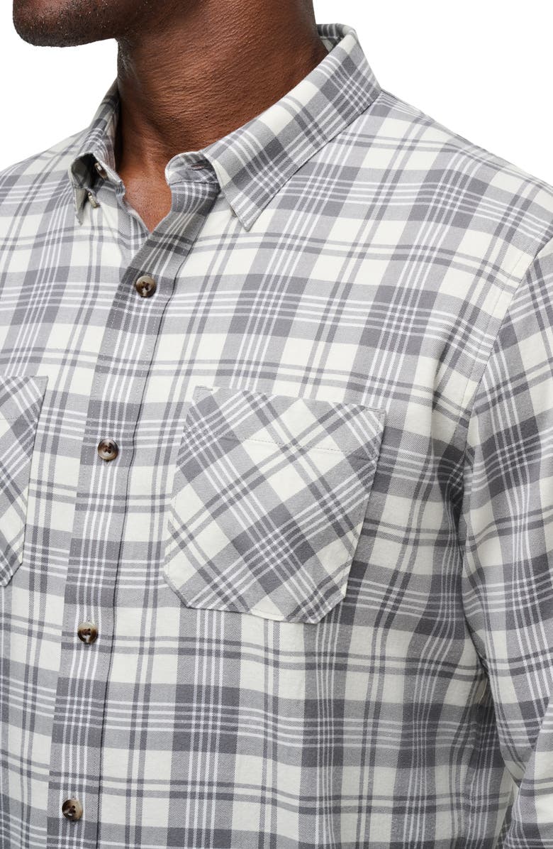 TravisMathew Cloud Plaid Flannel Button-Up Shirt, Alternate, color, Vanilla Ice/Quiet Sh