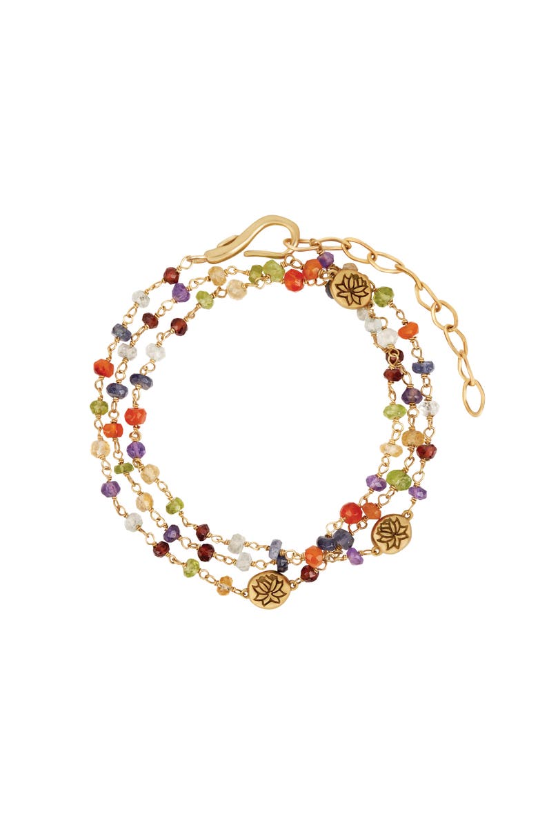 Karma and Luck Budding Life - Lotus Multi Stone Chakra Wrap, Main, color, Gold/Multicolor