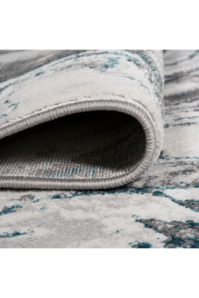 Swirl Marbled Abstract Area Rug, Alternate, color, Gray/Turquoise