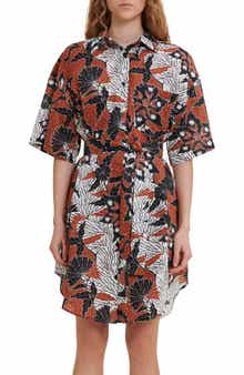 maje Rodima Floral Print Shirtdress