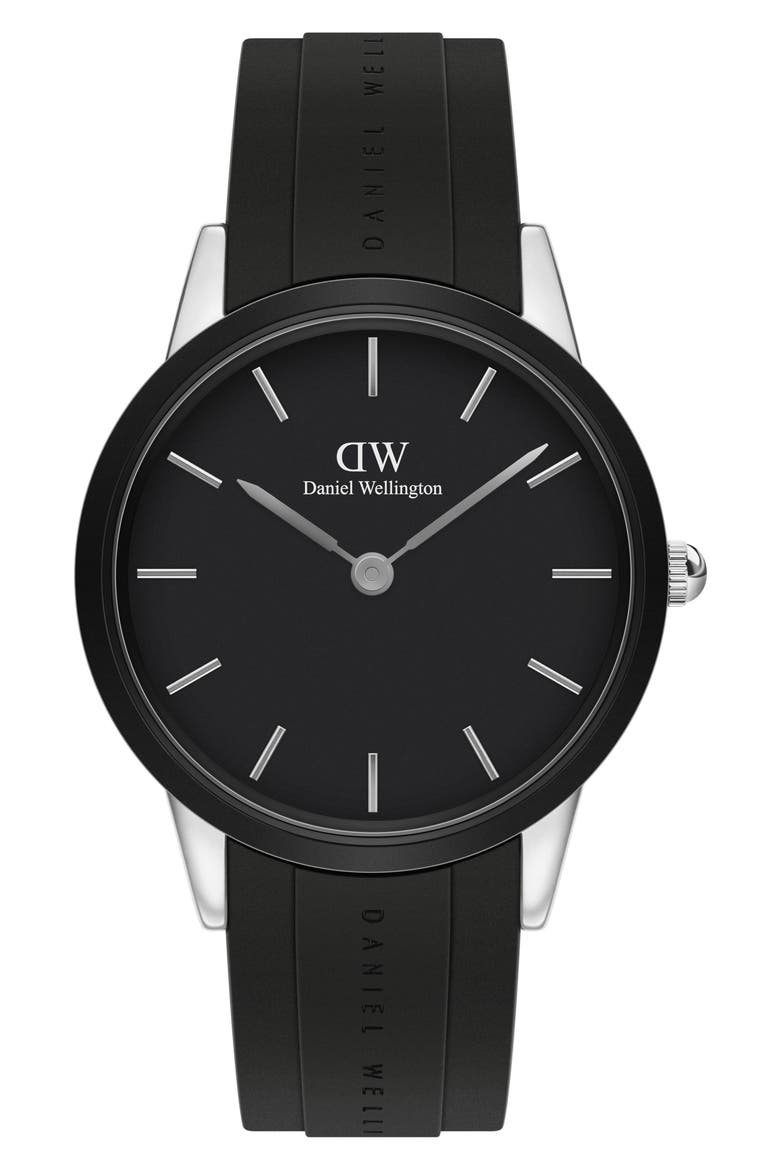 Iconic Motion Rubber Strap Watch, 40mm, Main, color, SILVER/ BLACK