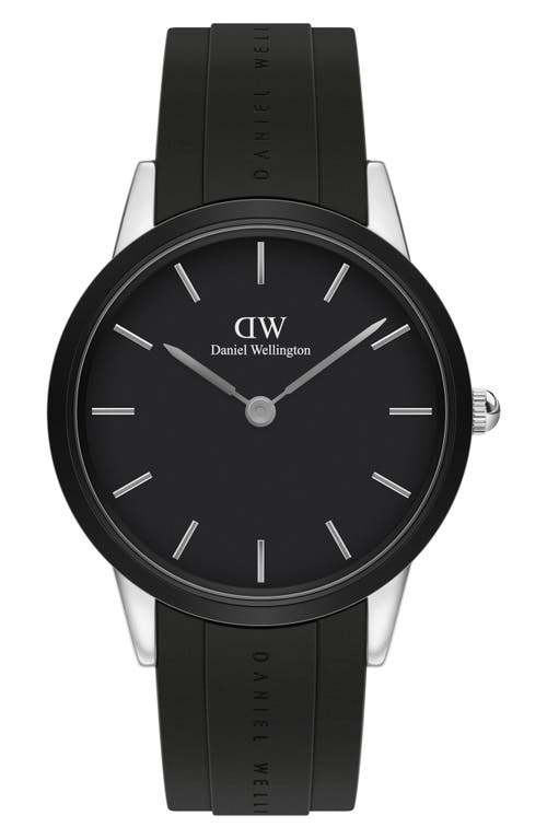 Daniel Wellington Iconic Motion Rubber Strap Watch, 40mm in Silver/Black 