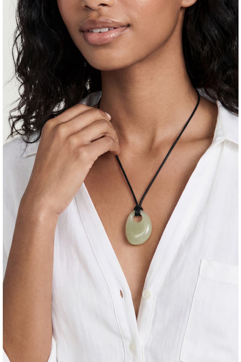 Resin Medallion Necklace, Alternate, color, OLIVE