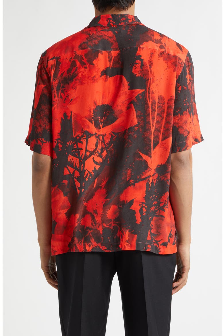 Floral Print Camp Shirt, Alternate, color, AMARANT