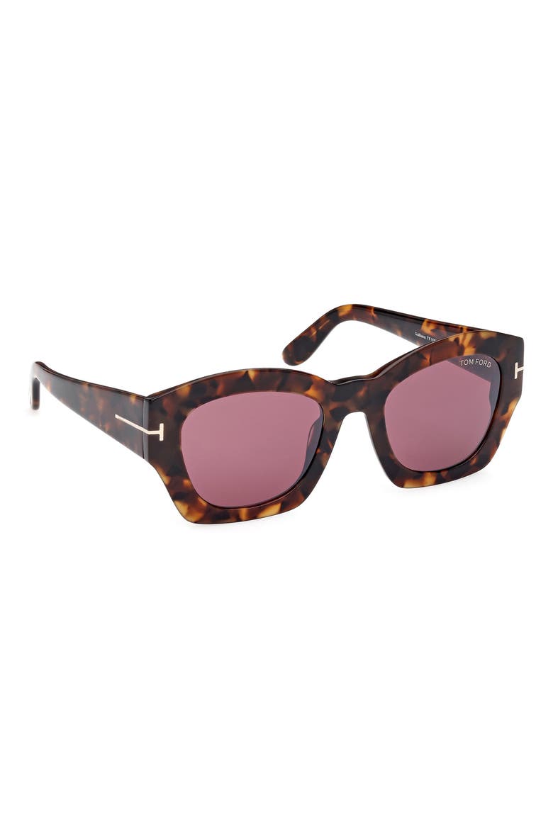 Guilliana 52mm Geometric Sunglasses, Alternate, color, SHINY DARK HAVANA / BORDEAUX