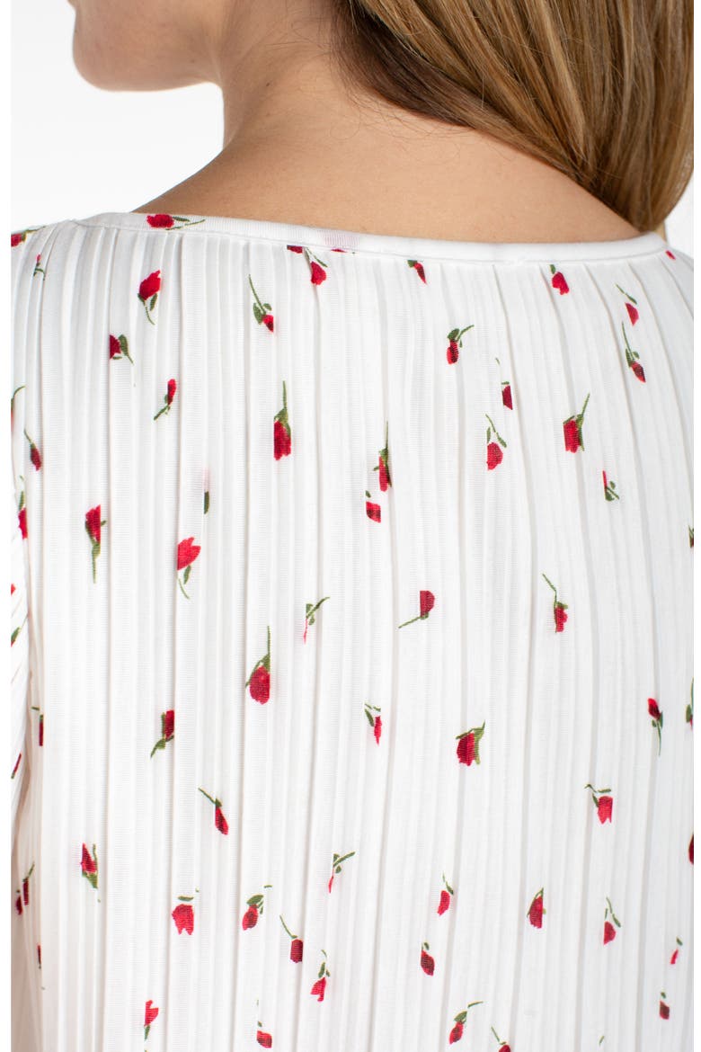 Pleated Flutter Sleeve Top, Alternate, color, WHITE/ RED FLORAL