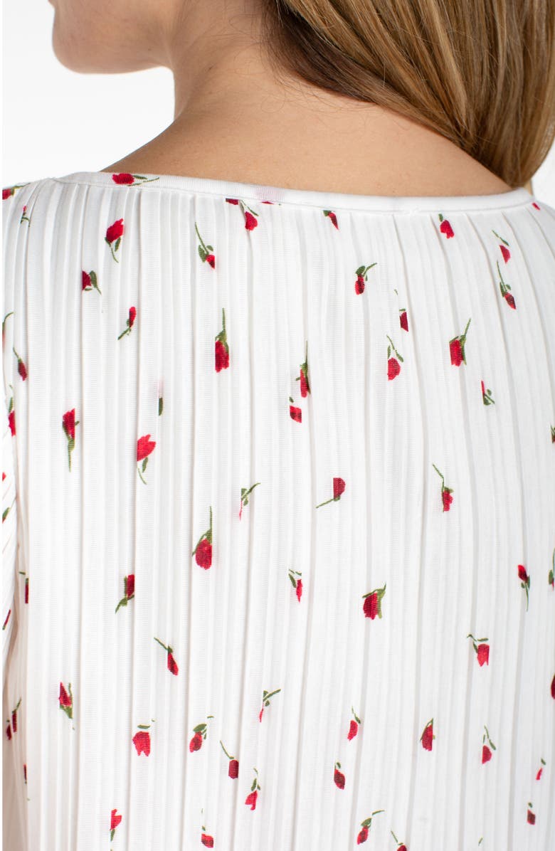 Liverpool Los Angeles Pleated Flutter Sleeve Top, Alternate, color, White/ Red Floral