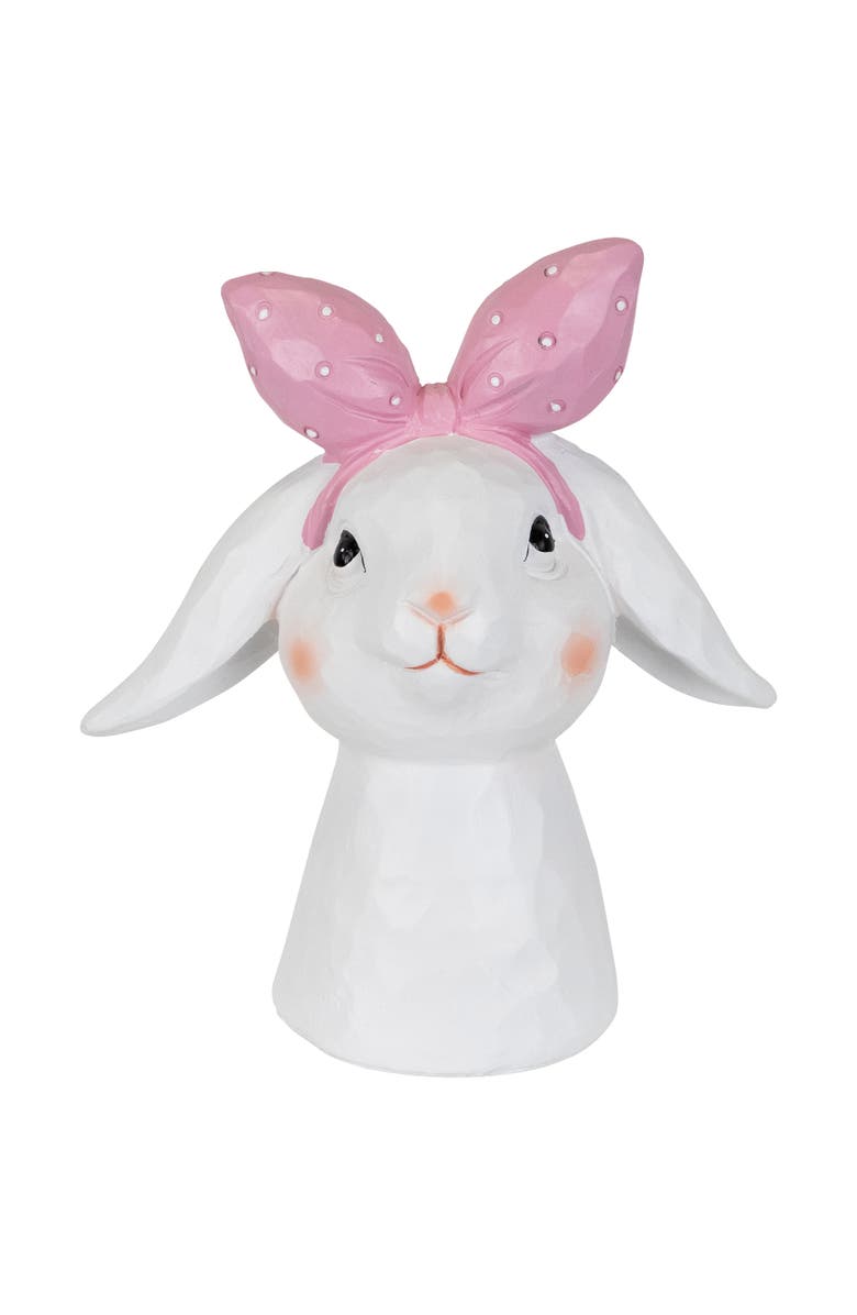Northlight Easter Bunny Bust with Hair Bow - 7.5" - White and Pink, Main, color, White