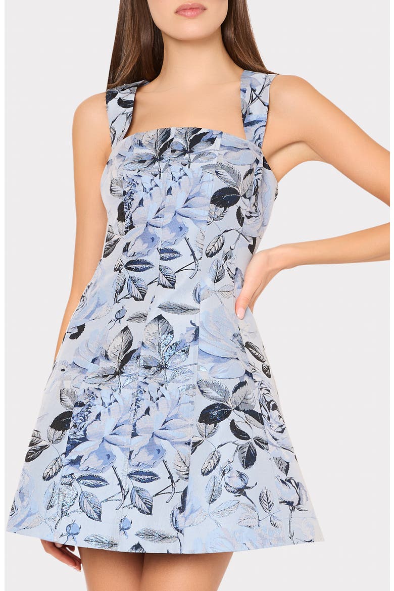 Elodie Metallic Jacquard Minidress, Alternate, color, BLUE/ NAVY