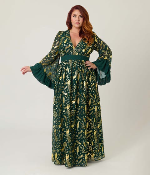 Plus Size Long Sleeve Empire Waist Maxi Dress