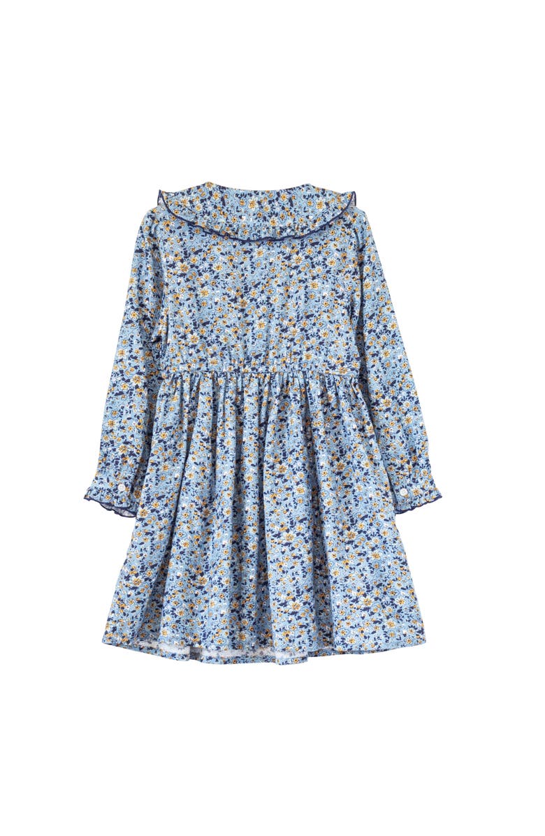 Beet World Little Kid Adelaide Velvet Tie Dress, Alternate, color, Blue And Mustard