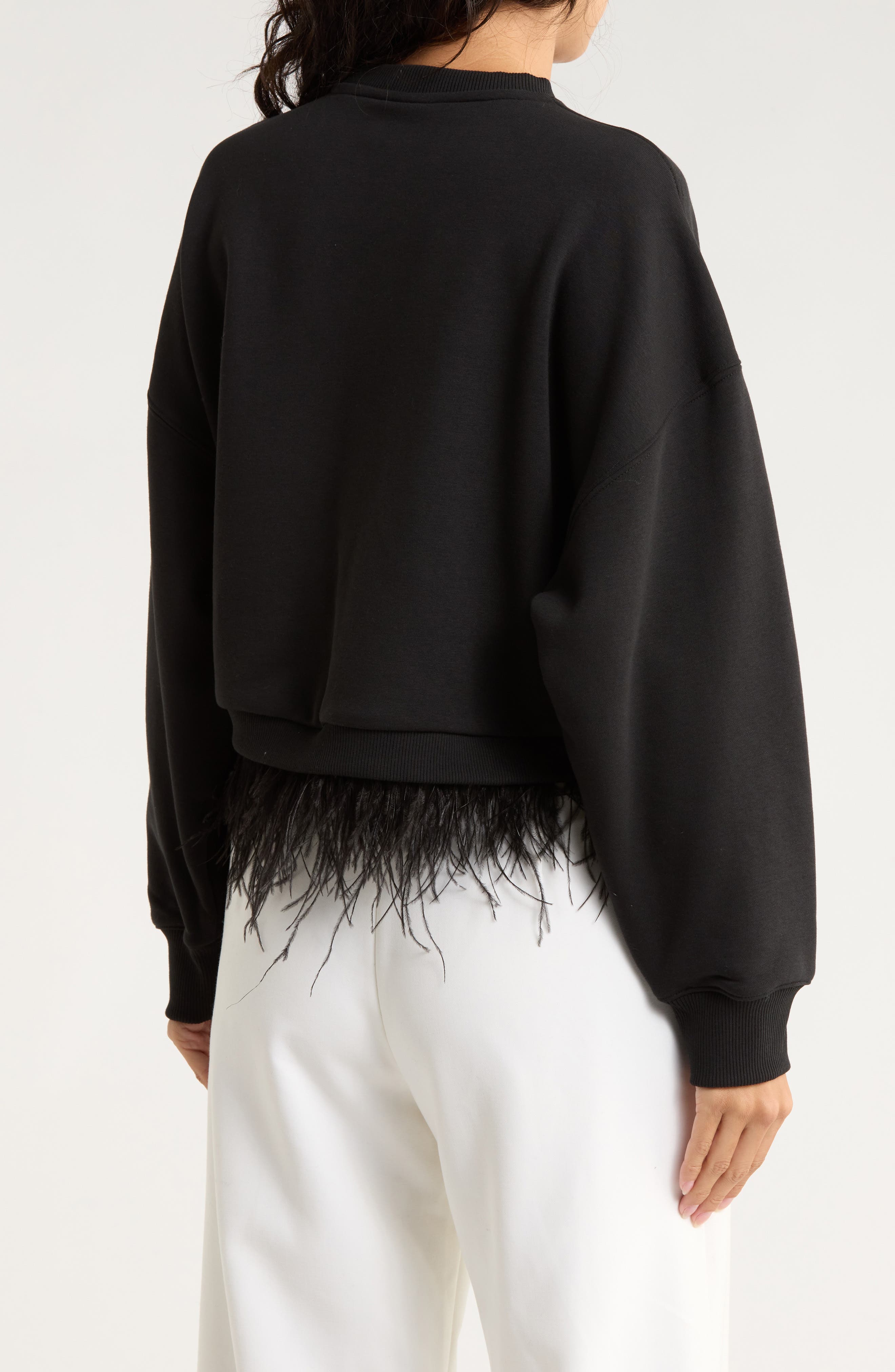 Albertine Feather Trim Cotton Blend Sweatshirt - image 2