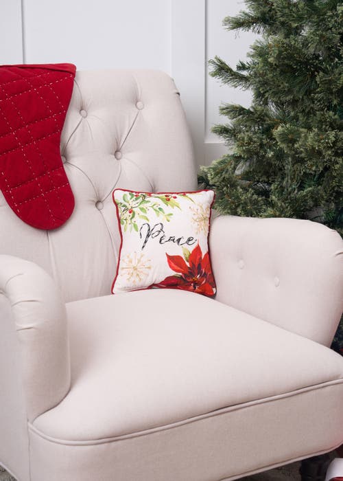 C & F Home C&f Home Peace Poinsettia Small/petite Christmas Accent Pillow, 10" X 10" In Multi