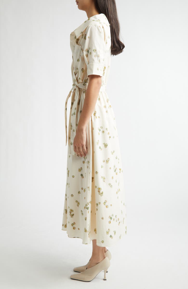 Altuzarra Lydia Stretch Cotton Poplin Wrap Shirtdress, Alternate, color, 416102 Ivory Allover Petals