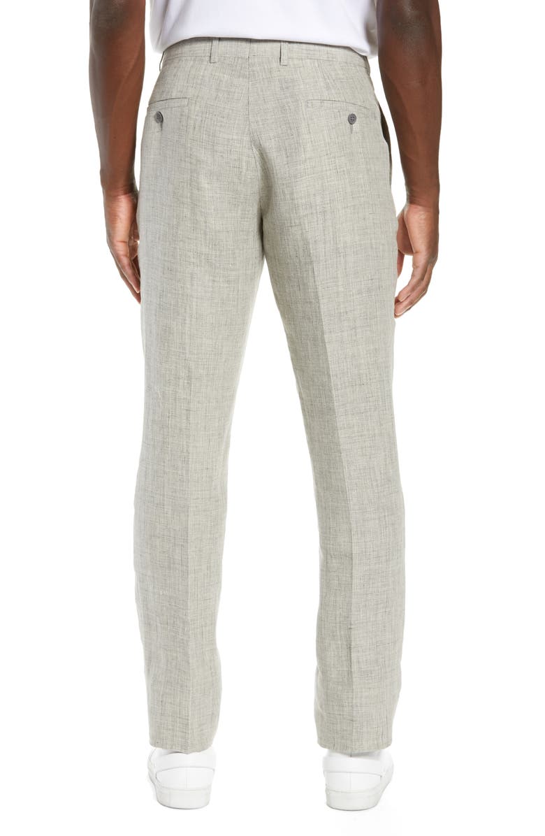 NORDSTROM MEN'S SHOP Flat Front Mélange Linen Trousers, Alternate, color,