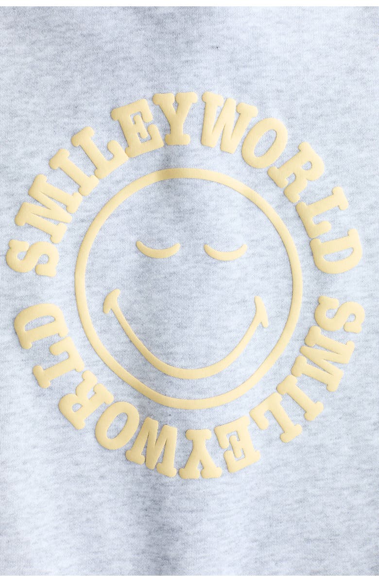 H&M Motif-detail Hoodie, Alternate, color, Gray Melange/Smileyworld®