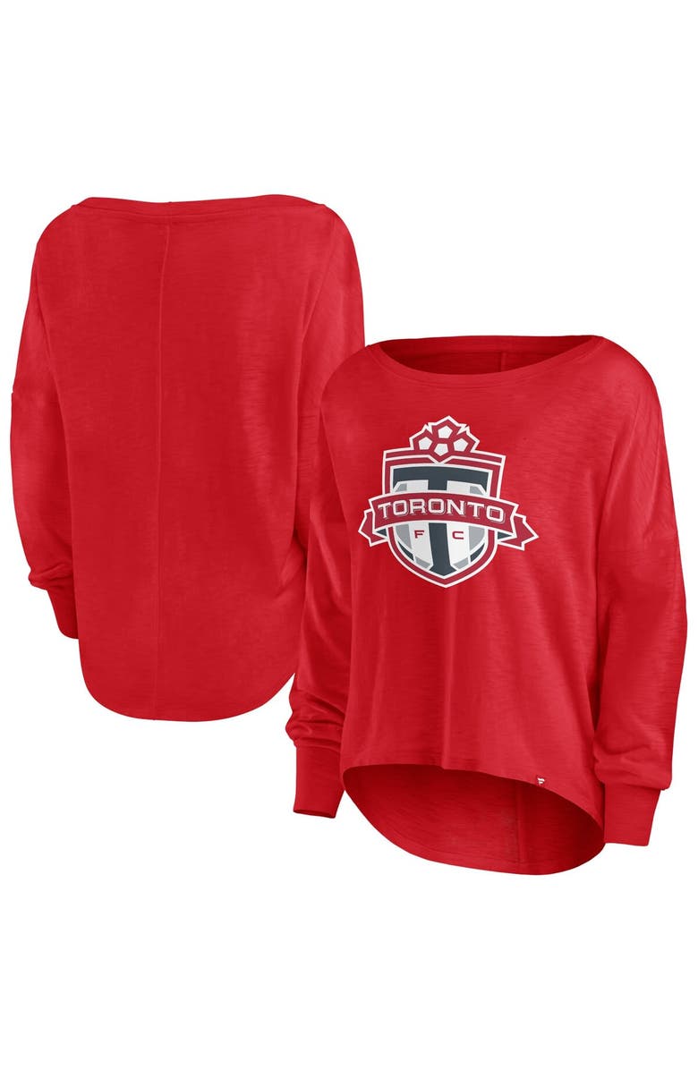 FANATICS Women's Fanatics Branded Red Toronto FC Fundamentals Carver Slub Long Sleeve T-Shirt, Main, color, 