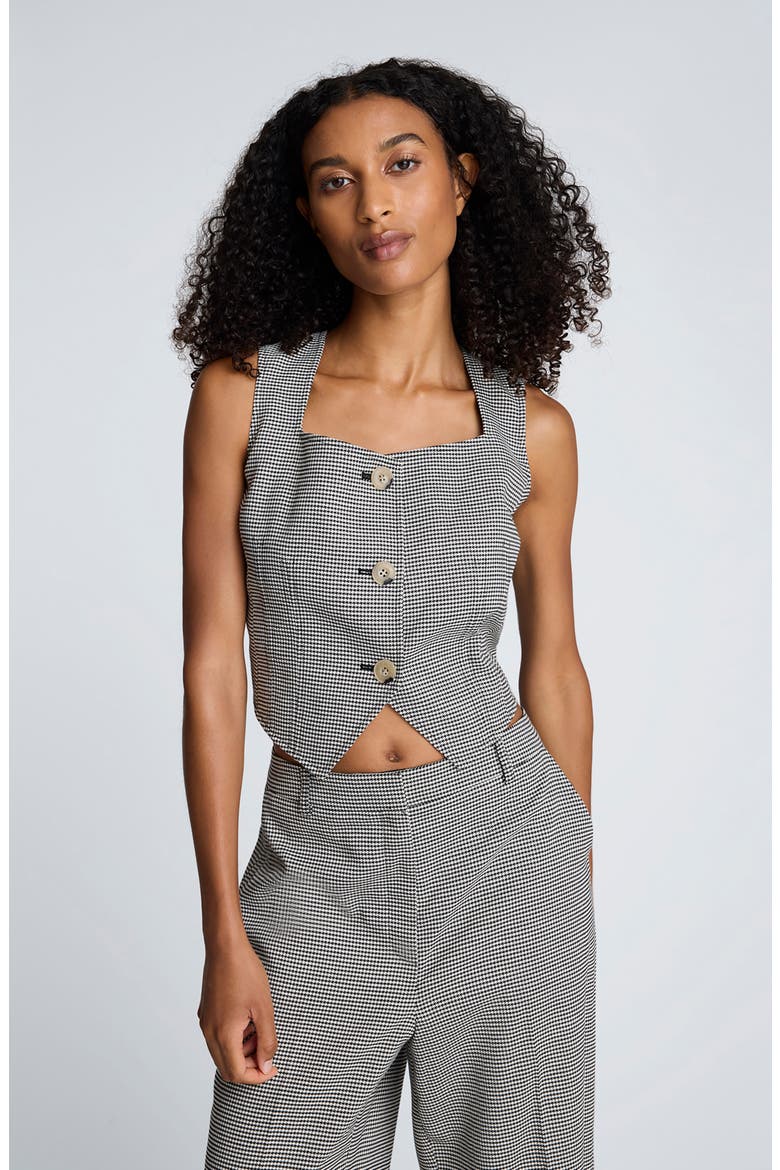 Herringbone Fitted Vest, Alternate, color, OYSTER/ BLACK