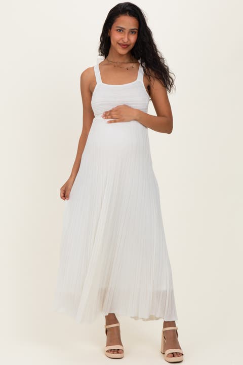 Textured Knit Shoulder Tie Midi Dress