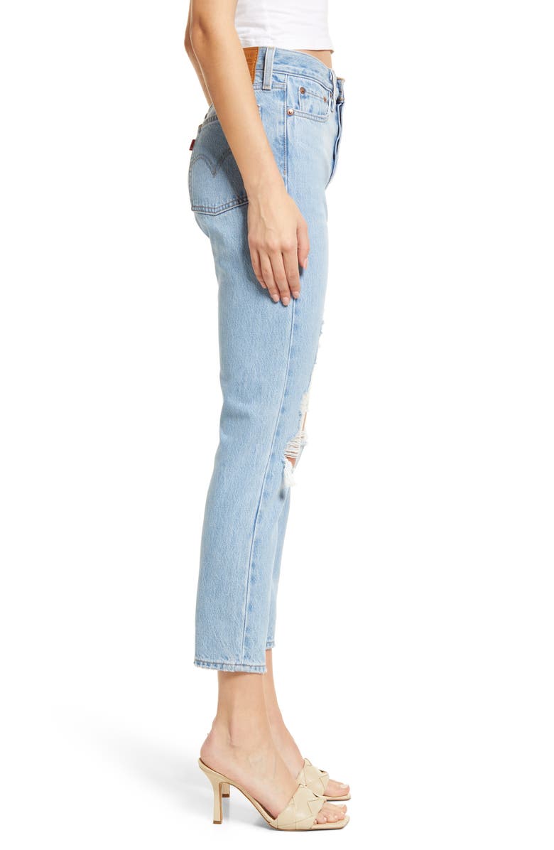 Levi's<sup>®</sup> Wedgie Icon Fit Ripped High Waist Jeans, Alternate, color, 