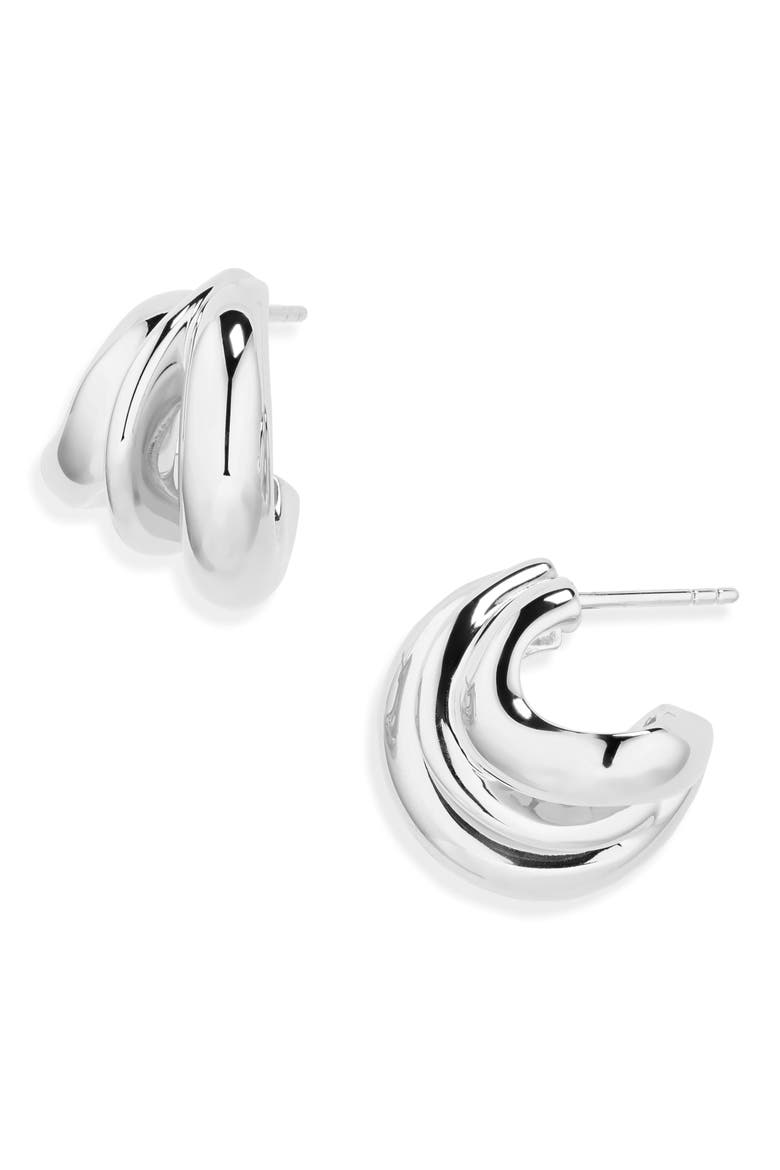 Dollop Hoop Earrings, Main, color, SILVER PLATED