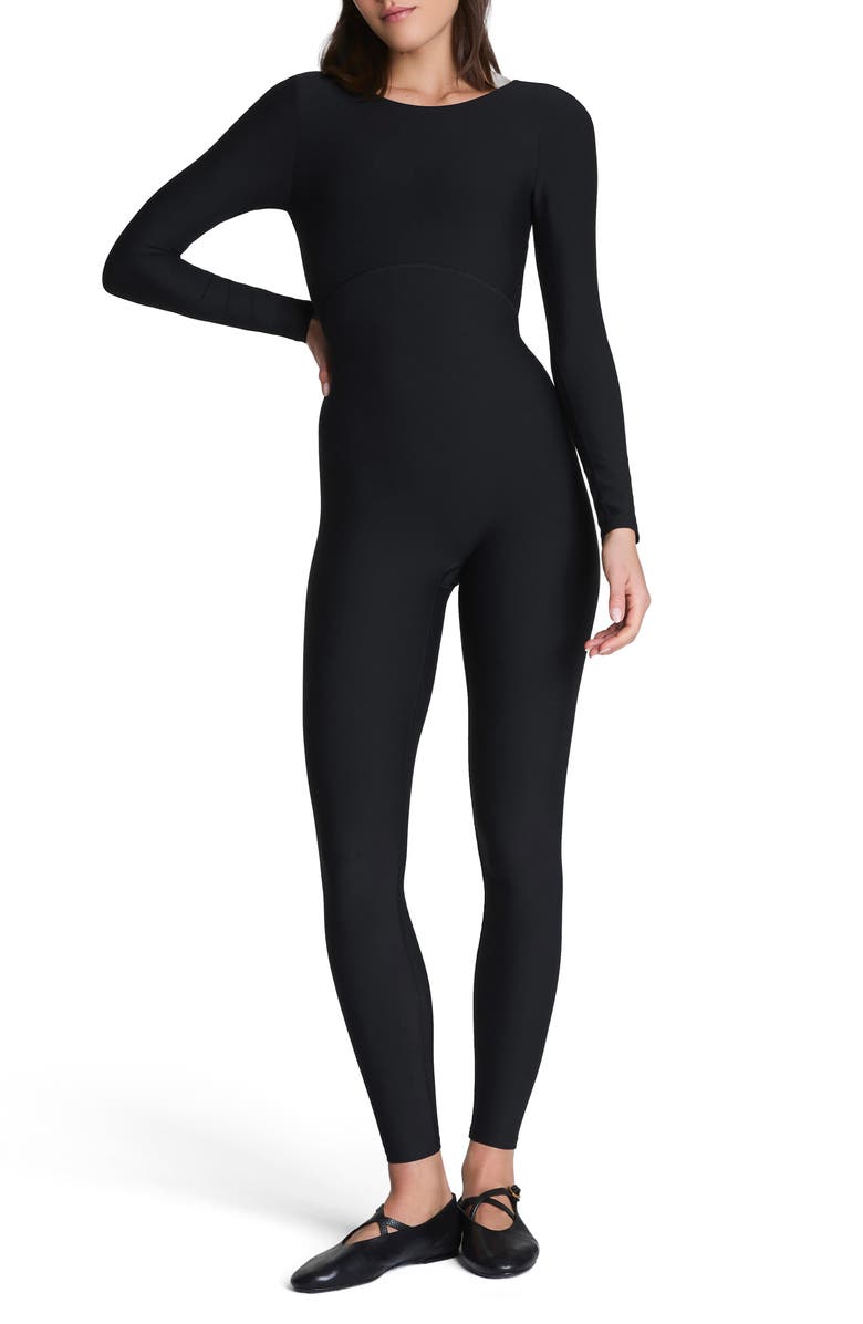 SPANX<sup>®</sup> SPANXsmooth<sup>™</sup> OnForm Open Back Long Sleeve Jumpsuit, Main, color, Very Black