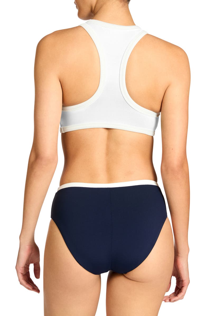Robin Piccone Jacqui High Waist Bikini Bottoms, Alternate, color, Navy/ Cream