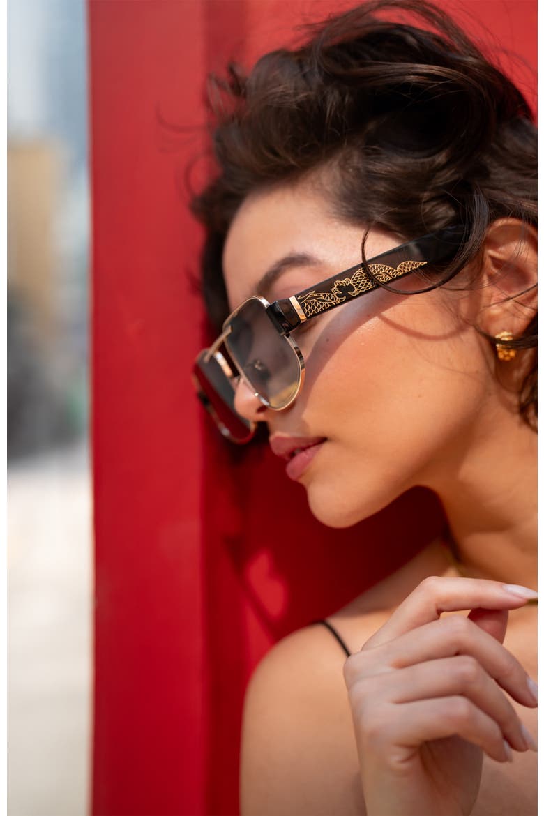 Dragon Slider HVL Sunglasses, Alternate, color, Metallic Gold / Black