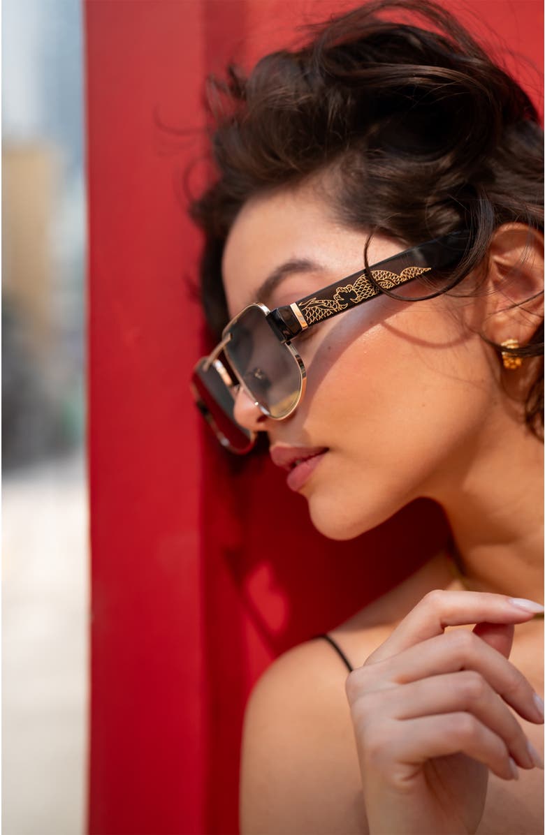 Chamelo Dragon Slider HVL Sunglasses, Alternate, color, Metallic Gold / Black