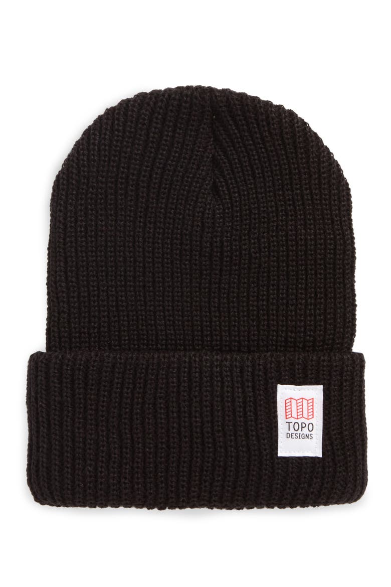 Topo Designers Heavyweight Knit Cap, Main, color, BLACK